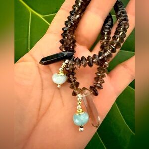 Smoky Quartz and Aquamarine Bracelet